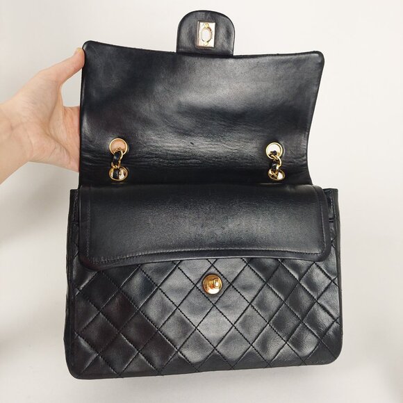 SOLD CHANEL 25 Black Double Flap Quilted Lambskin Leather Bag - Picture 13 of 16